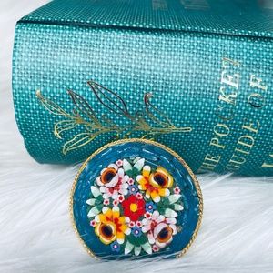 ♥️🔥🔥 VINTAGE BROOCH Italian Micro Mosaic Floral Design